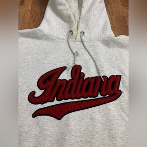 Vtg Champion Indiana IU Men’s  XL Hoodie Gray Embroidered Logo Hooded Sweatshirt